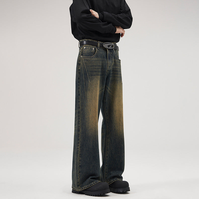 Herren Baggy-Denimhose mit extra weitem Bein und Vintage-Waschung Nord Taschen