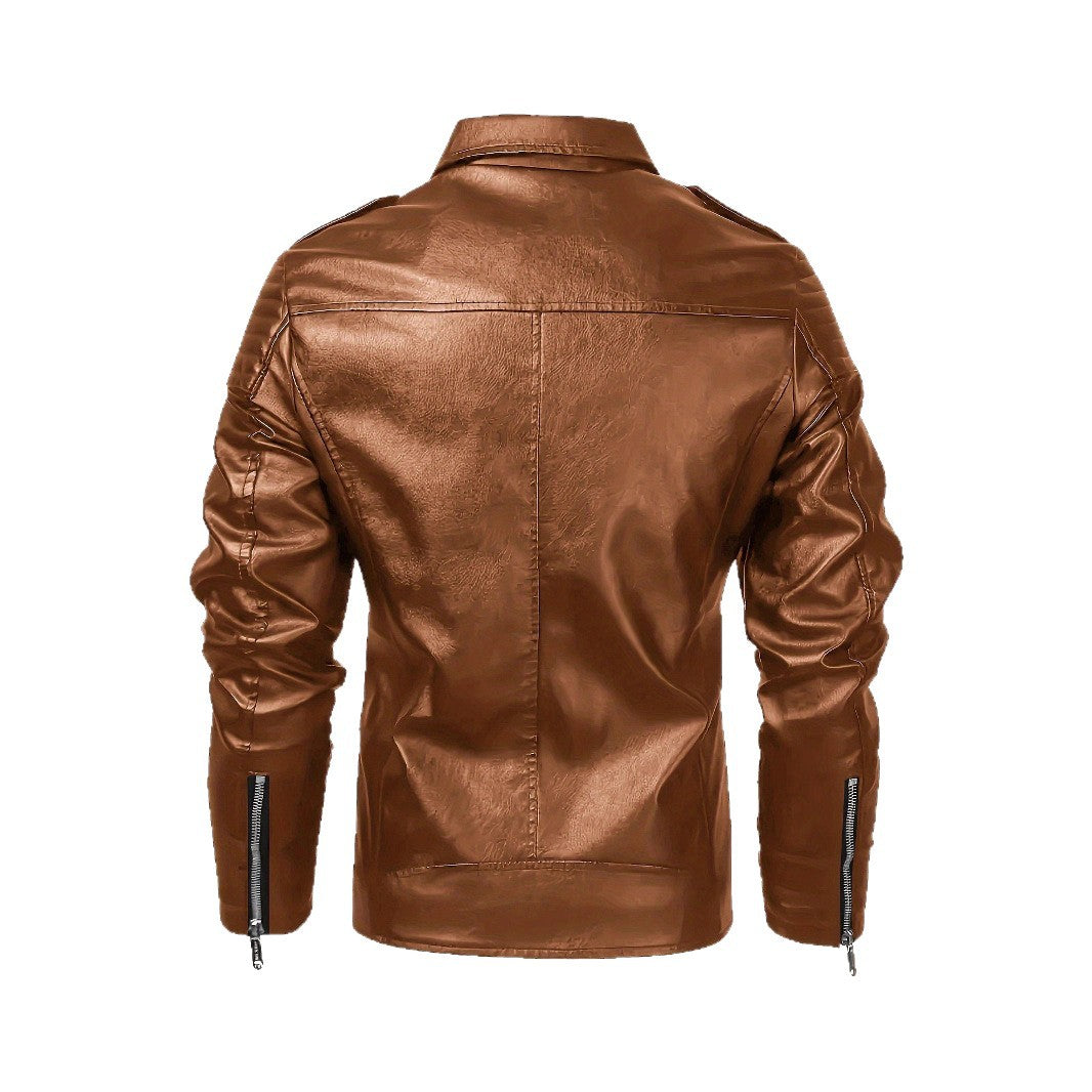 Herren Bikerjacke aus Lederimitat mit asymmetrischem Reißverschluss und gepolsterten Schultereinsätzen Nord Taschen