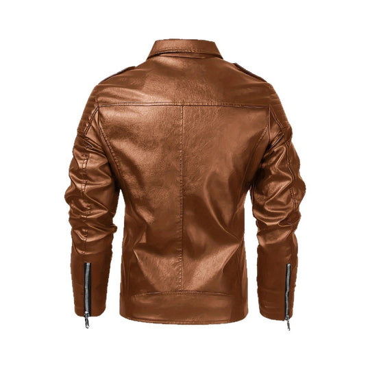 Herren Bikerjacke aus Lederimitat mit asymmetrischem Reißverschluss und gepolsterten Schultereinsätzen Nord Taschen