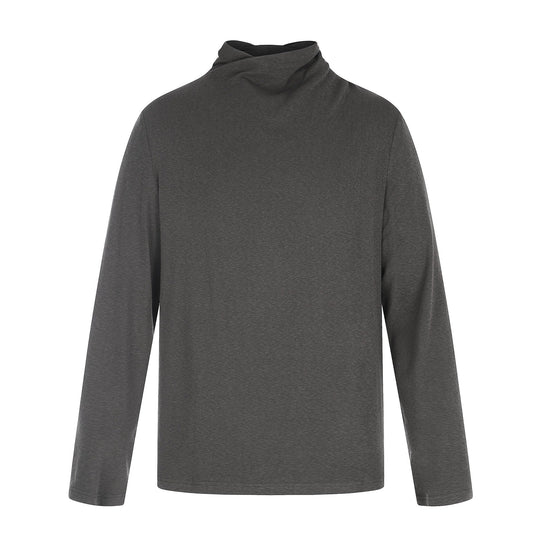 Damen Feines Baumwoll-Longsleeve mit gedrehtem Stehkragen und schmaler Silhouette Nord Taschen