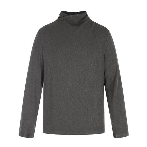 Damen Feines Baumwoll-Longsleeve mit gedrehtem Stehkragen und schmaler Silhouette Nord Taschen