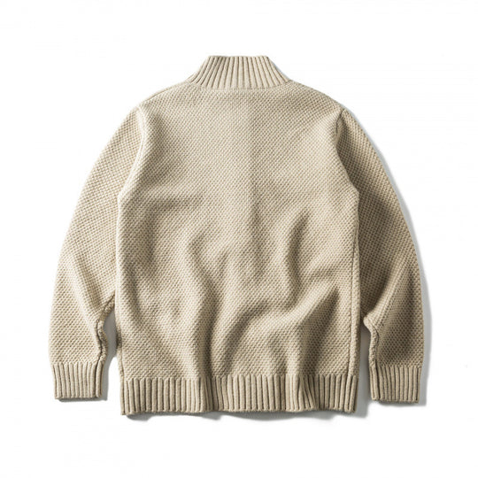 Unisex Strukturierter Button-Cardigan mit Stehkragen und aufgesetzten Taschen Nord Taschen