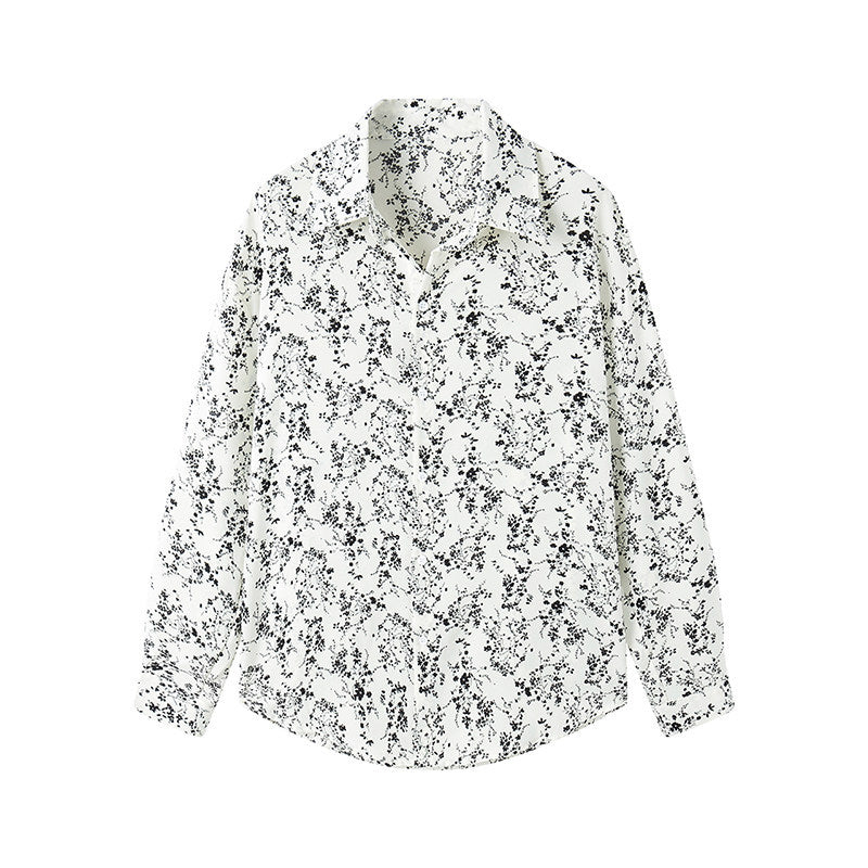 Damen Langärmliges Hemd mit floralem Allover-Print und klassischem Kragen Nord Taschen