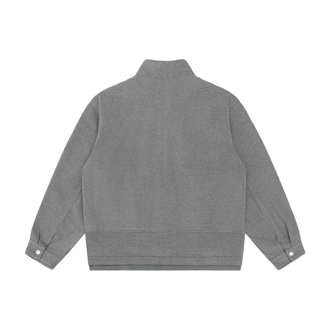 Herren Boxy-Wollmix-Zipblouson mit hohem Rippkragen und verdeckter Frontklappe Nord Taschen