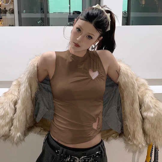 Damen modisches Trägershirt mit herzförmigem Cut-out und figurformendem Schnitt Nord Taschen