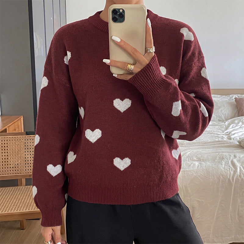 Damen Pullover mit Herzdesign Nord Taschen