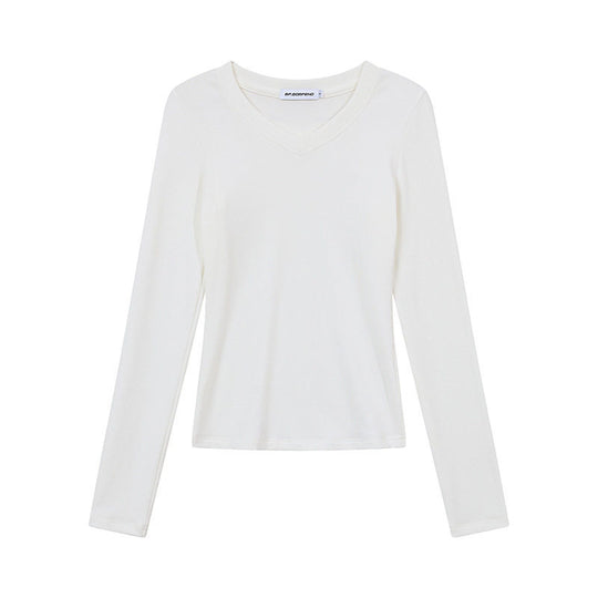 Damen Langarmshirt mit V-Ausschnitt und tailliertem Slim-Fit Nord Taschen