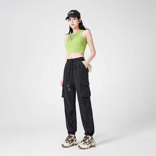 Damen Cargohose im Outdoor-Stil mit Kordelbund, großen Seitentaschen und verstellbarem Saum Nord Taschen