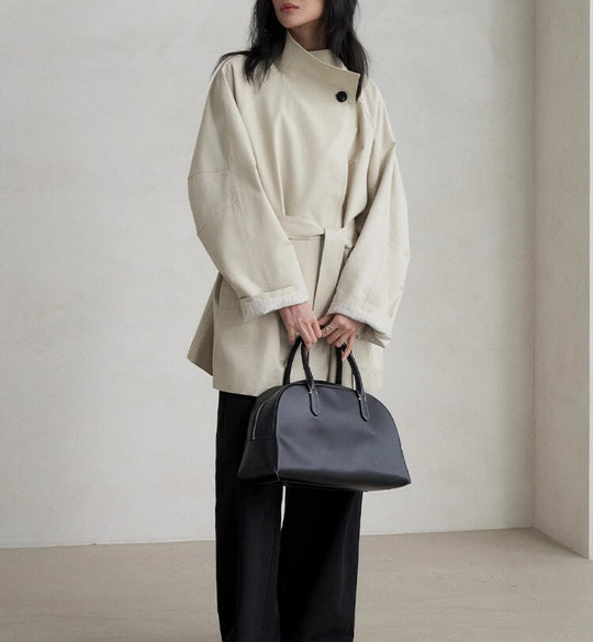 Damen Stilvolle Übergangsjacke mit Taillengürtel Nord Taschen