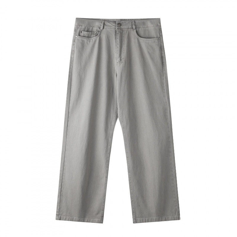 Herren Weite gerade geschnittene Denim-Jeans mit hoher Leibhöhe und Five-Pocket-Design Nord Taschen