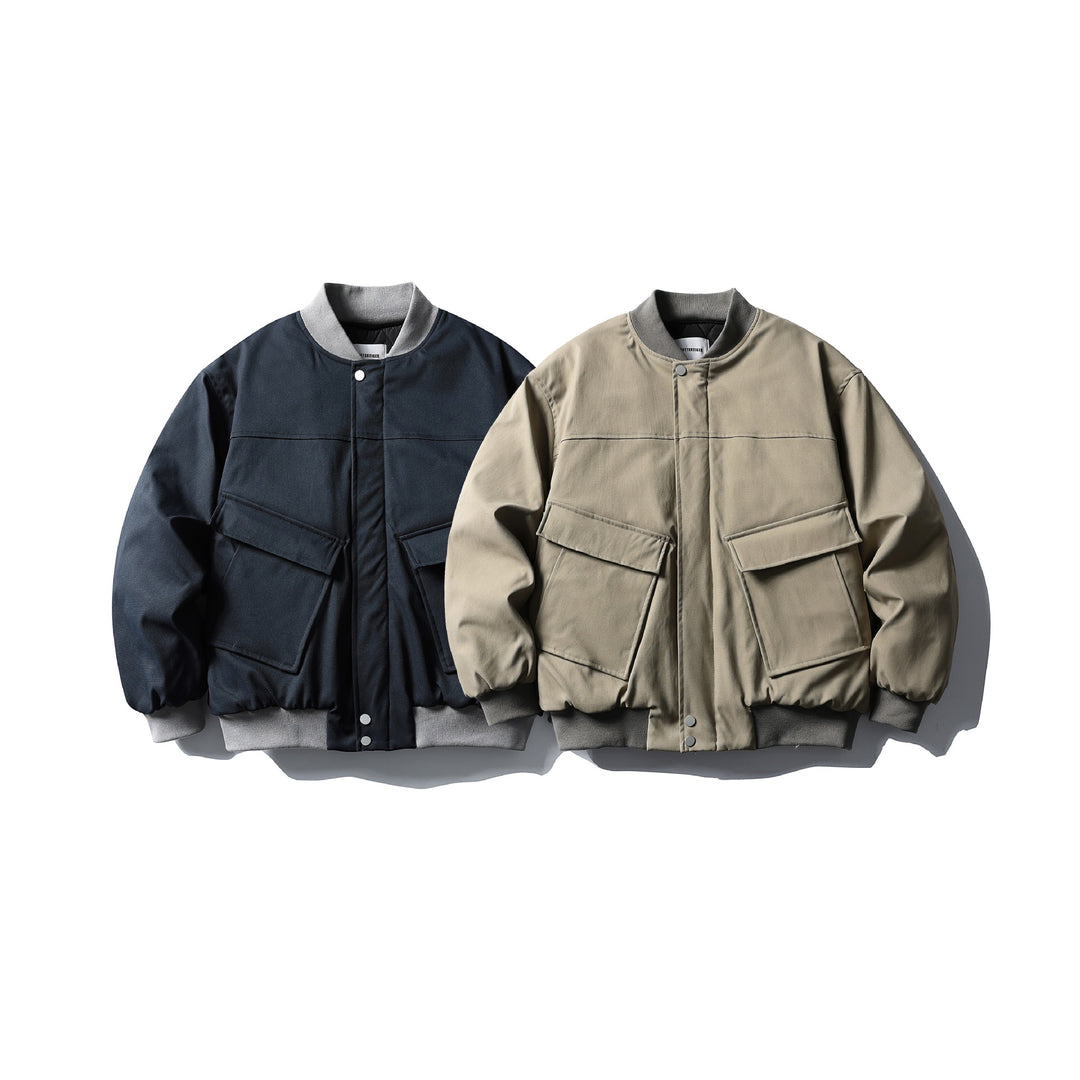 Unisex Kurzboxy wattierte Bomberjacke im Utility‑Look mit Rippenkragen Nord Taschen