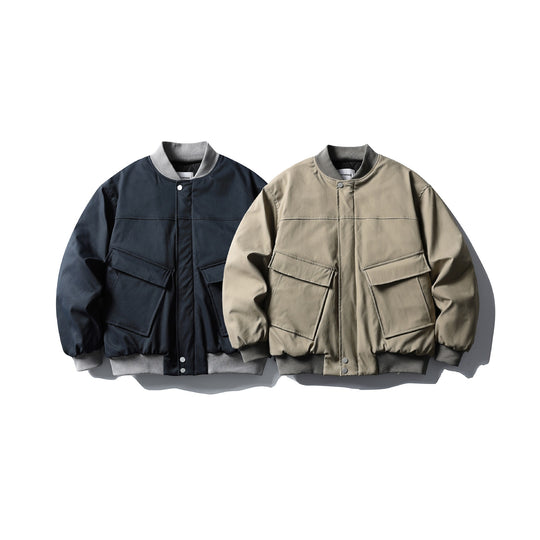 Unisex Kurzboxy wattierte Bomberjacke im Utility‑Look mit Rippenkragen Nord Taschen