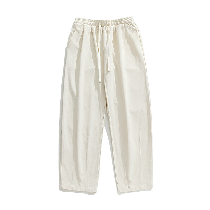 Unisex Leichte Leinenoptik-Loungehose mit elastischem Bund, geradem Palazzoschnitt und kontrastierendem Kordelzug Nord Taschen
