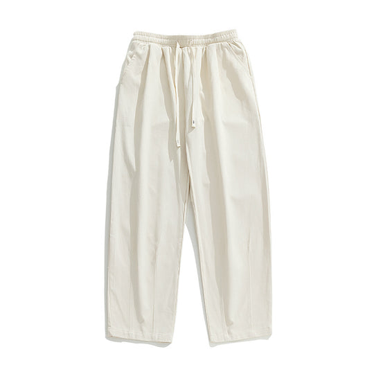 Unisex Leichte Leinenoptik-Loungehose mit elastischem Bund, geradem Palazzoschnitt und kontrastierendem Kordelzug Nord Taschen