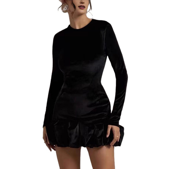 Damen Elegantes Minikleid mit Rüschensaum Nord Taschen