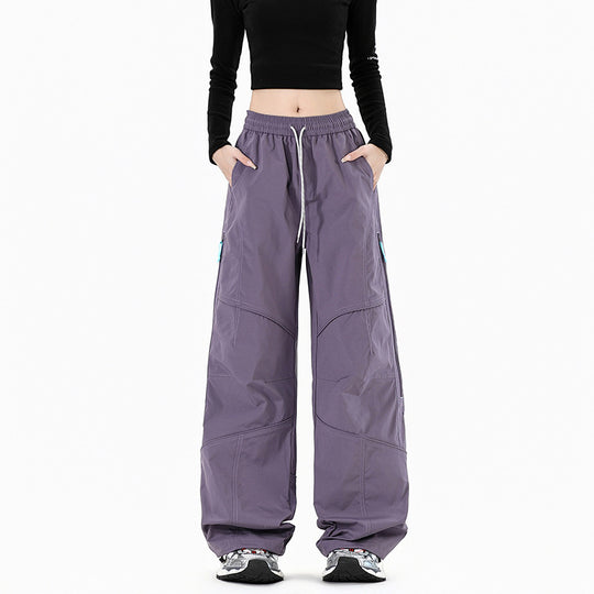 Damen Weite Utility-Cargohose mit elastischem Bund und Reißverschlusstaschen Nord Taschen