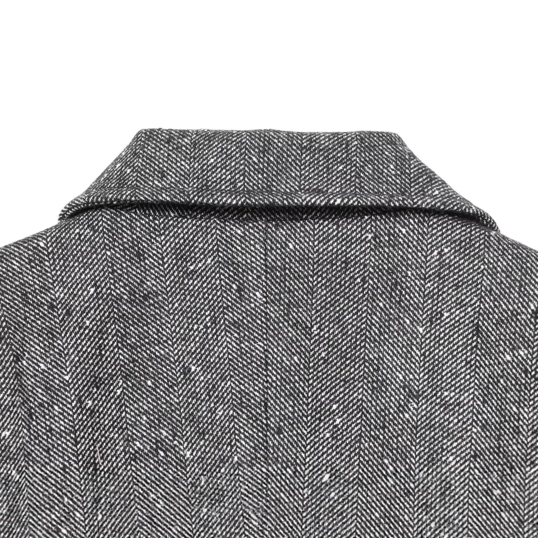 Damen Taillierter Blazer im Fischgrätmuster mit Reverskragen und Pattentaschen Nord Taschen