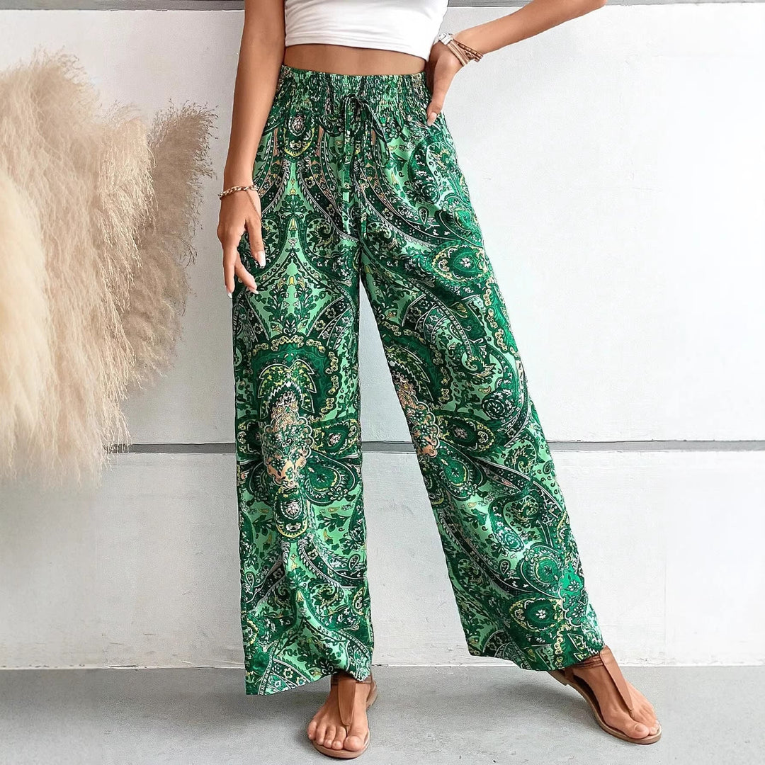 Damen lockere Palazzo-Hosen mit Paisleymuster
