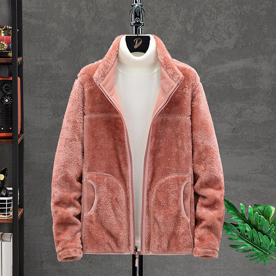Damen Kuschelige Fleecejacke mit Teddyfutter, Stehkragen und Zwei Reißverschlusstaschen Nord Taschen