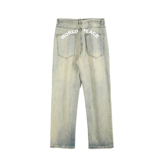 Herren Lockere Straight-Denim-Jeans mit leichter Stonewash-Optik und tiefem Schritt Nord Taschen