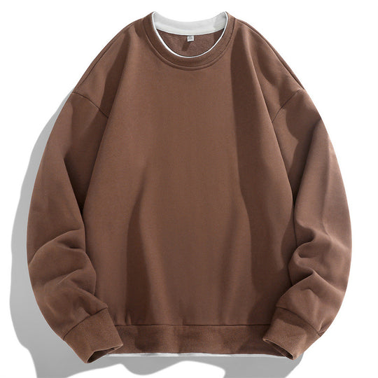 Unisex Oversize Rundhalspullover aus Baumwollmix mit Kontrastbesatz und gerippten Bündchen Nord Taschen