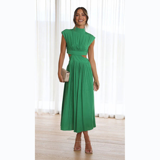 Damen Maxi-Kleid mit schickem Stehkragen und elegantem Cut-Out