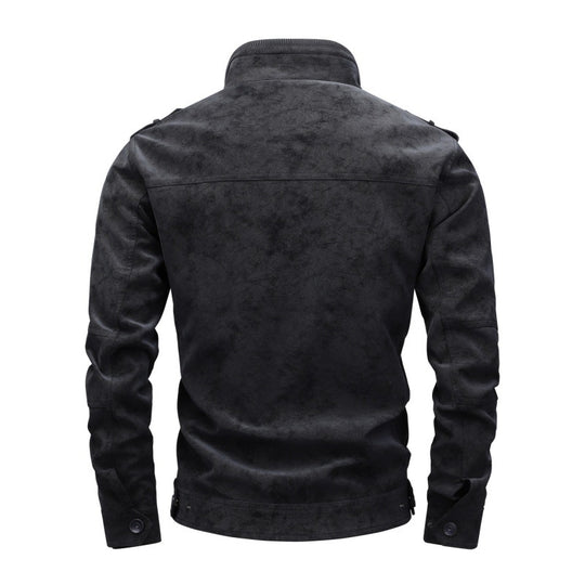 Herren Utility-Fliegerjacke in Wildlederoptik mit Stehkragen, Epauletten und Mehrfach-Taschen Nord Taschen
