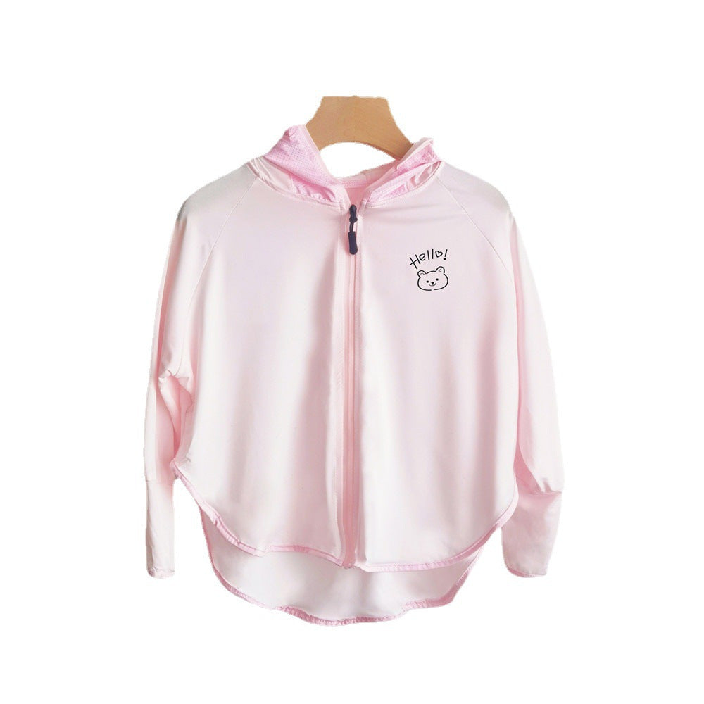 Unisex nan atmungsaktive Kinder-UV-Schutzjacke mit A-Linien-Schnitt, Kapuze und Daumenlöchern  Nord Taschen