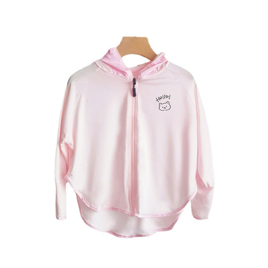 Unisex nan atmungsaktive Kinder-UV-Schutzjacke mit A-Linien-Schnitt, Kapuze und Daumenlöchern  Nord Taschen
