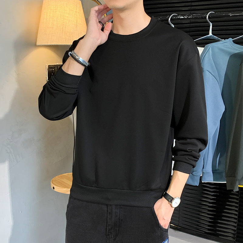 Herren Minimalistisches Rundhalsausschnitt-Sweatshirt aus Baumwollmix mit gerippten Bündchen Nord Taschen
