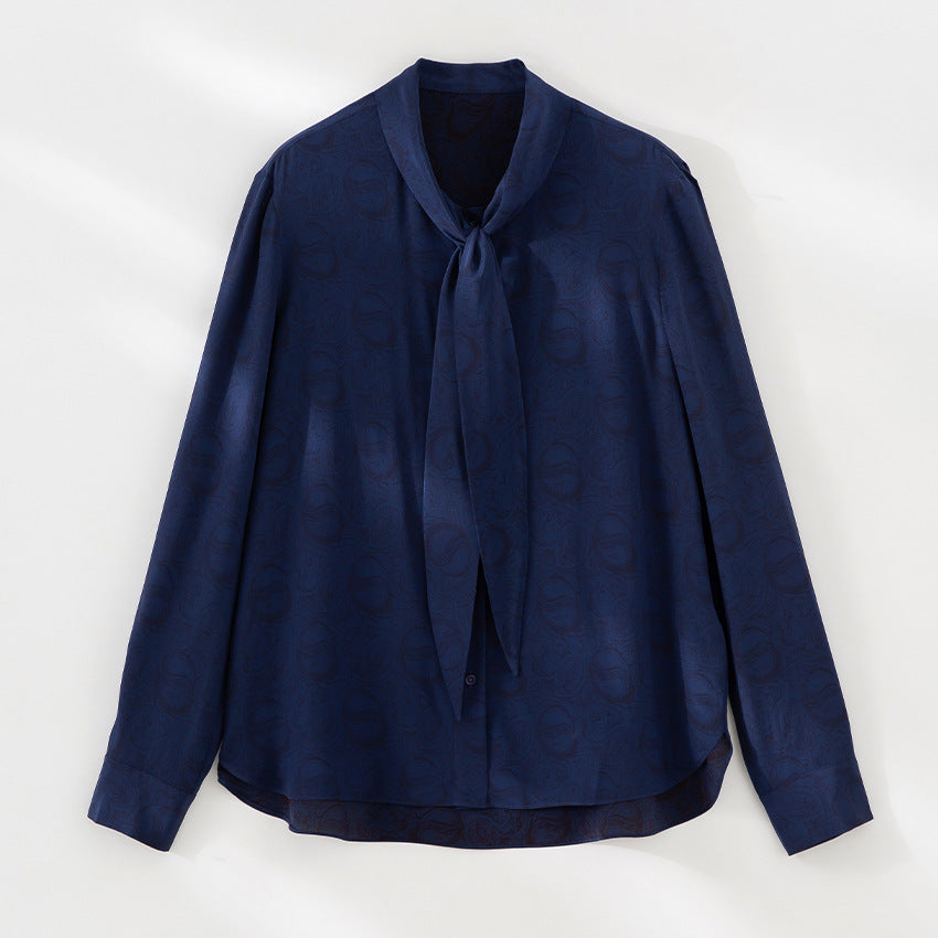 Damen Bluse mit Schleifenkragen und dezenter Jacquardstruktur Nord Taschen