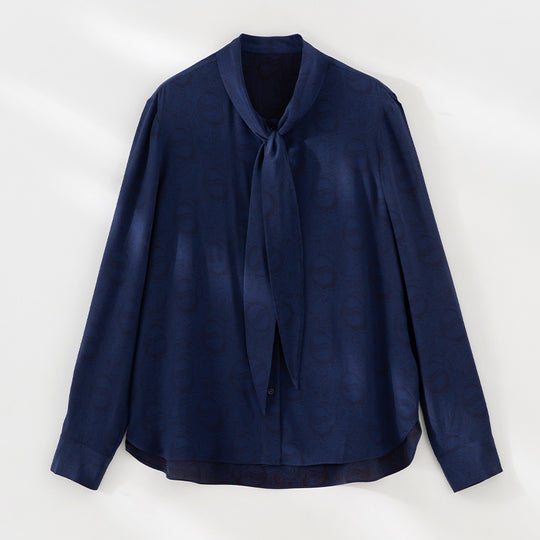 Damen Bluse mit Schleifenkragen und dezenter Jacquardstruktur Nord Taschen