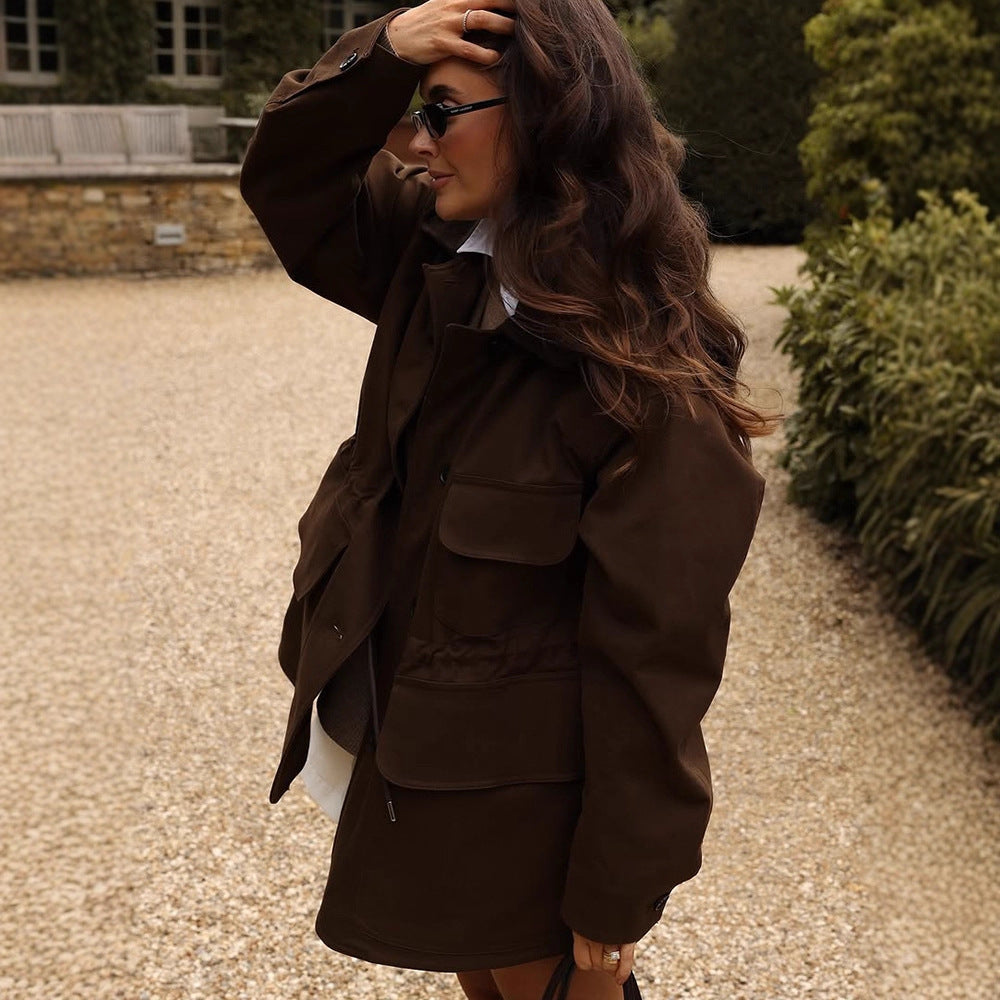 Damen Oversize Fieldjacke mit aufgesetzten Pattentaschen und Taillen-Zug Nord Taschen