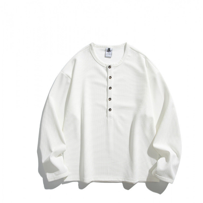 Unisex Waffelstruktur-Henleyshirt mit Knopfleiste und Oversize-Schnitt Nord Taschen
