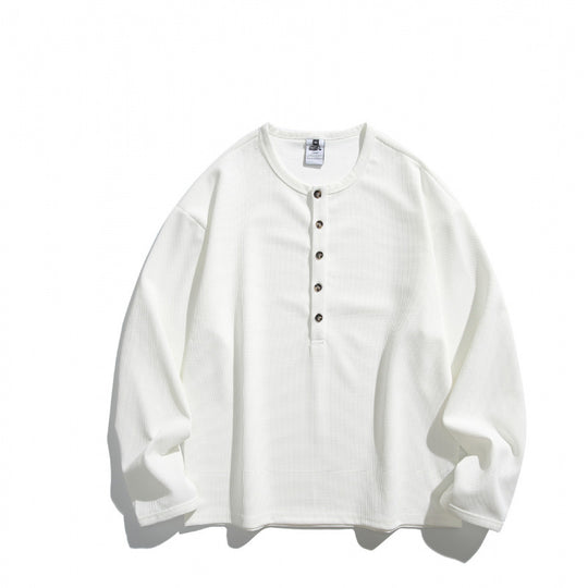 Unisex Waffelstruktur-Henleyshirt mit Knopfleiste und Oversize-Schnitt Nord Taschen