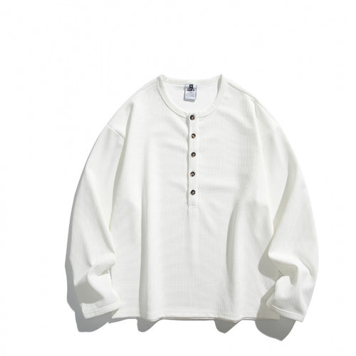 Unisex Waffelstruktur-Henleyshirt mit Knopfleiste und Oversize-Schnitt Nord Taschen
