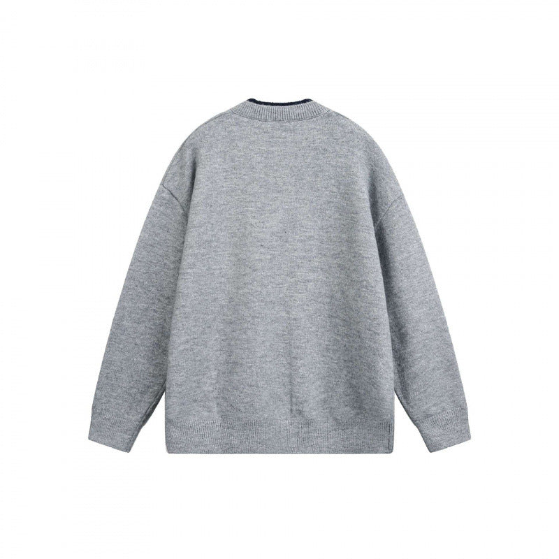 Unisex Grobgestrickter Henley-Pullover mit halber Knopfleiste und geripptem Ausschnitt Nord Taschen