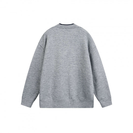 Unisex Grobgestrickter Henley-Pullover mit halber Knopfleiste und geripptem Ausschnitt Nord Taschen