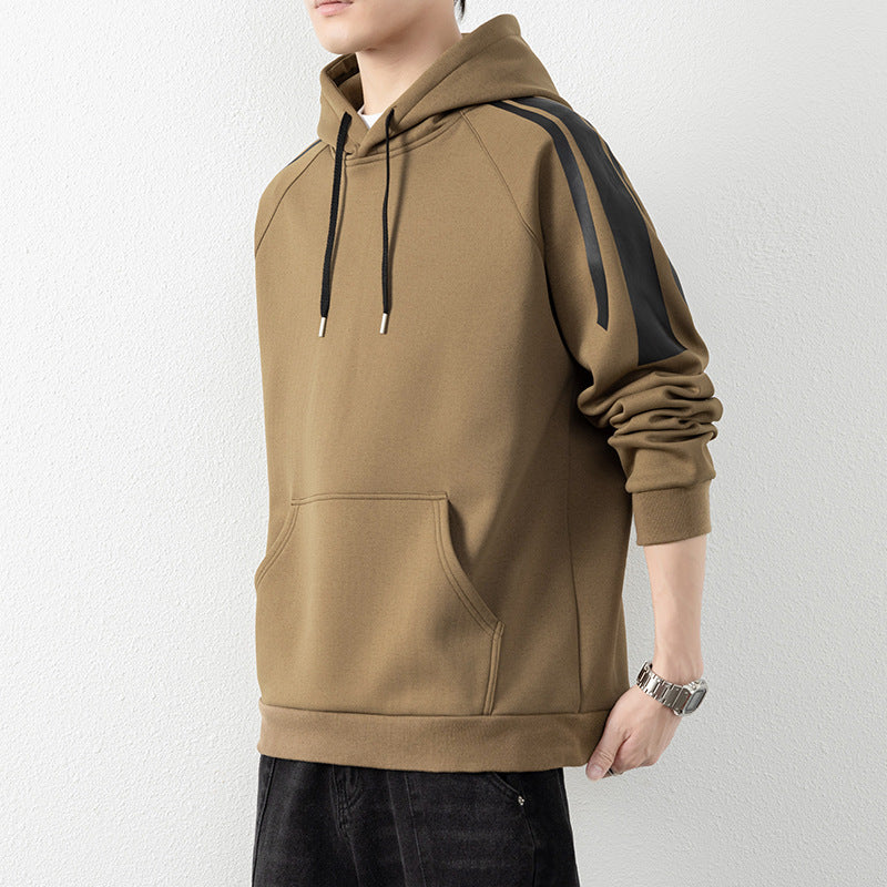 Herren Kapuzenpullover mit Raglanärmeln, Kängurutasche und Kontraststreifen Nord Taschen