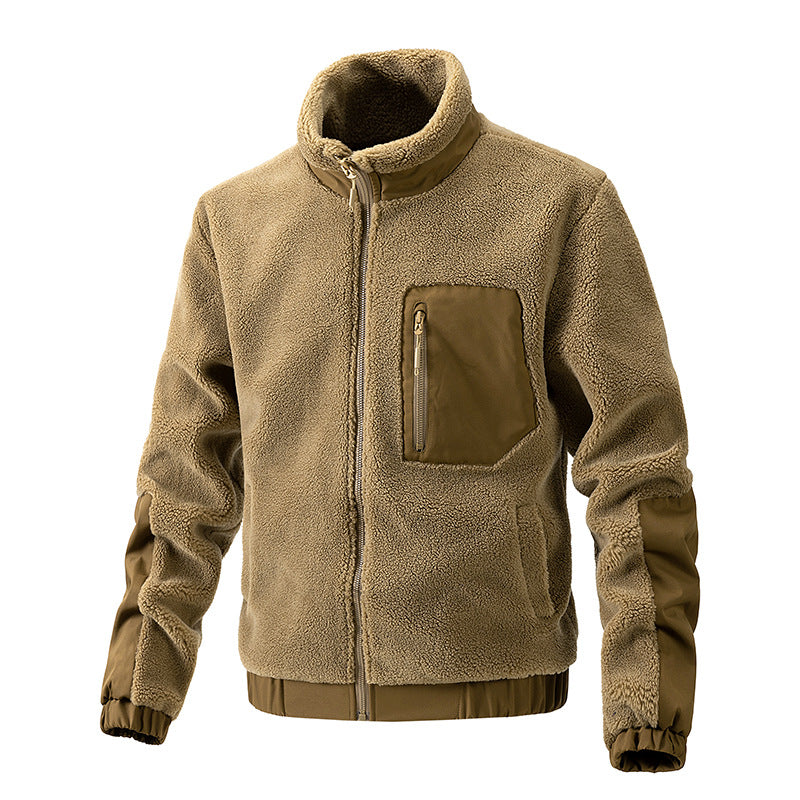 Herren Teddy-Fleece Jacke mit Stehkragen und verstärkten Einsätzen Nord Taschen
