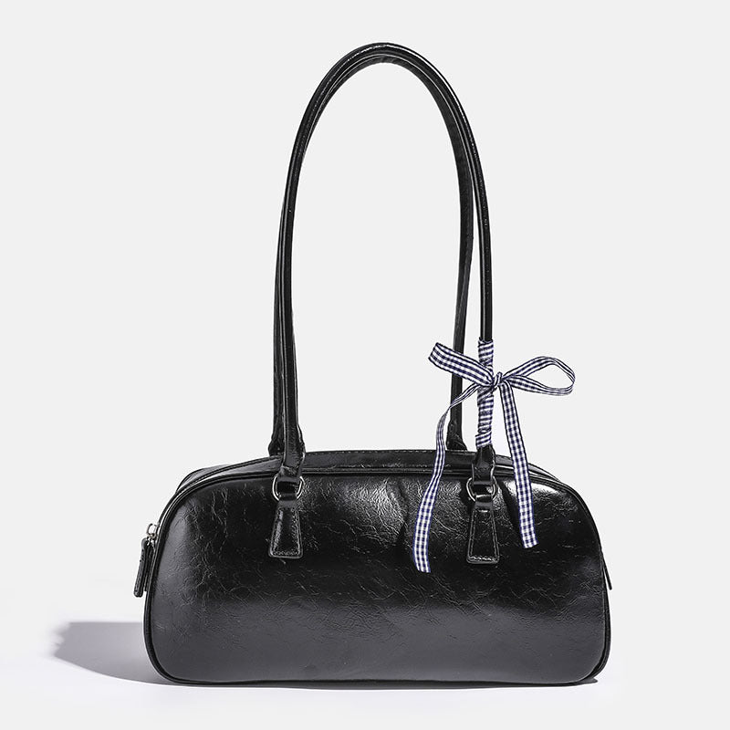 Damen Clutch mit glänzender Oberflächenstruktur und dekorativem Schleifenakzent Nord Taschen