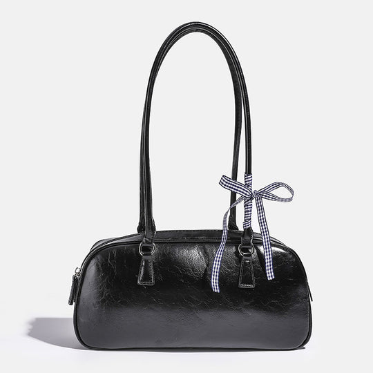 Damen Clutch mit glänzender Oberflächenstruktur und dekorativem Schleifenakzent Nord Taschen
