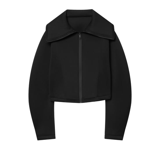 Damen Cropped-Boxy-Jacke mit übergroßem Funnelkragen und verdecktem Reißverschluss Nord Taschen