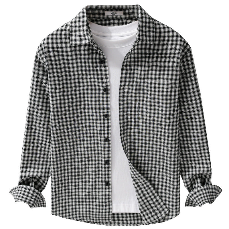 Herren Karo-Lounge-Hemdjacke aus Baumwollmix mit Relaxed-Fit und Button-Down-Front Nord Taschen
