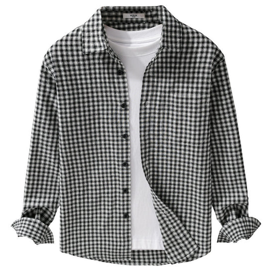 Herren Karo-Lounge-Hemdjacke aus Baumwollmix mit Relaxed-Fit und Button-Down-Front Nord Taschen