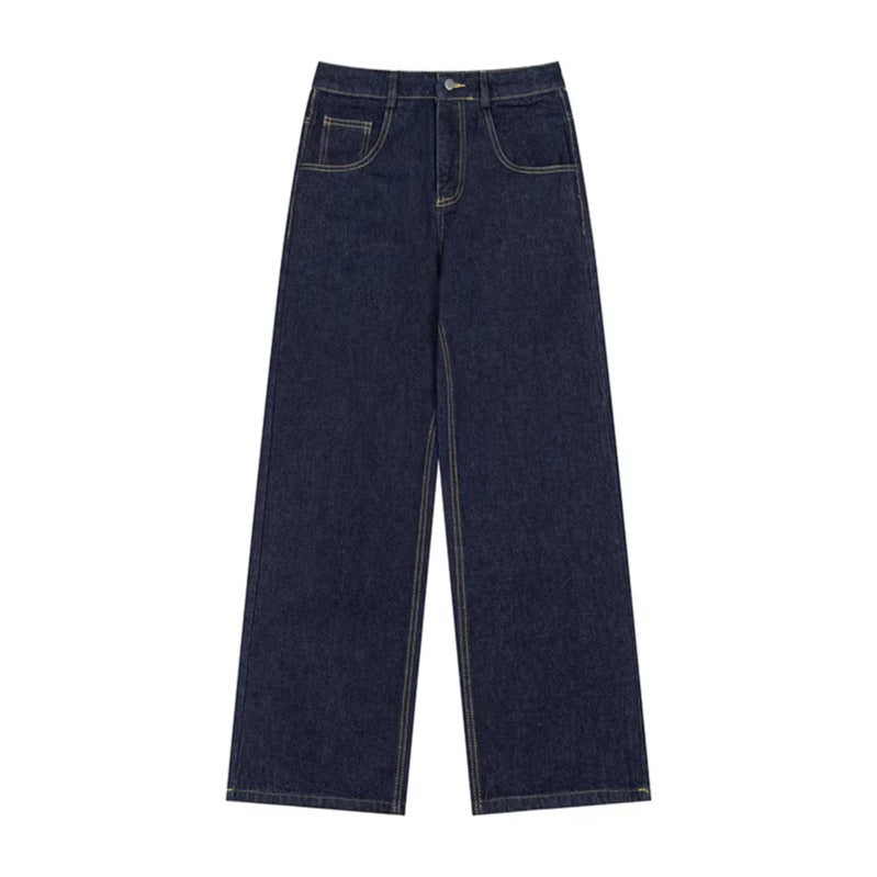 Damen Weite High‑Waist-Jeans mit geradem, weitem Bein und Stickerei auf Gesäßtaschen Nord Taschen