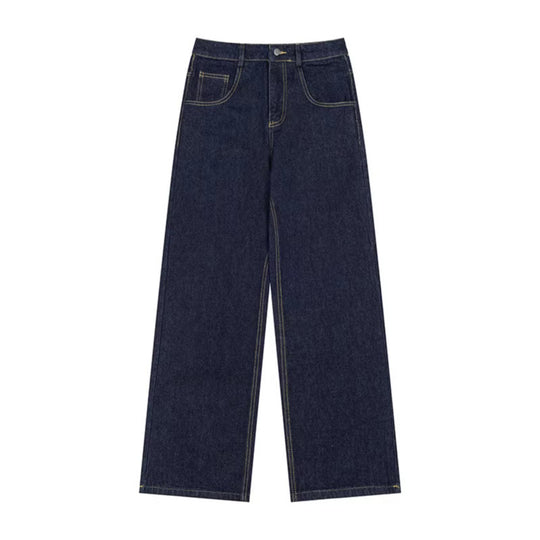 Damen Weite High‑Waist-Jeans mit geradem, weitem Bein und Stickerei auf Gesäßtaschen Nord Taschen