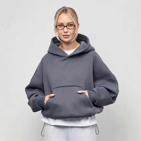 Damen lässiger Oversize-Hoodie mit Kängurutasche und weichem Innenfutter - Vittorelli