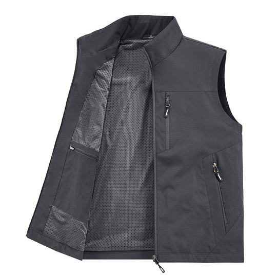 Herren Wasserabweisende Utility‑Weste mit mehreren Reißverschlusstaschen & hohem Stehkragen Nord Taschen