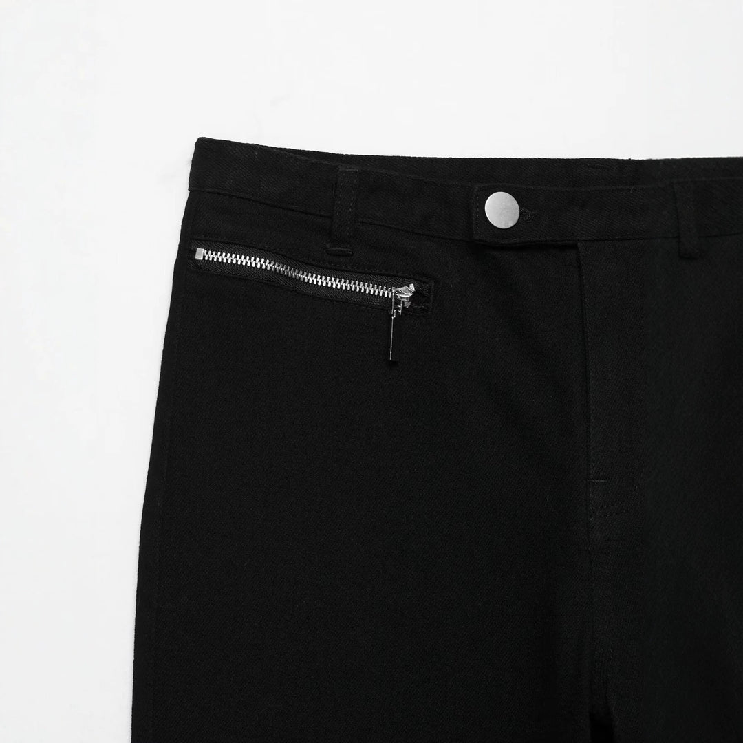 Damen Kurzgeschnittene Slim-Fit knöchellange Stoffhose mit Reißverschlusstaschen Nord Taschen